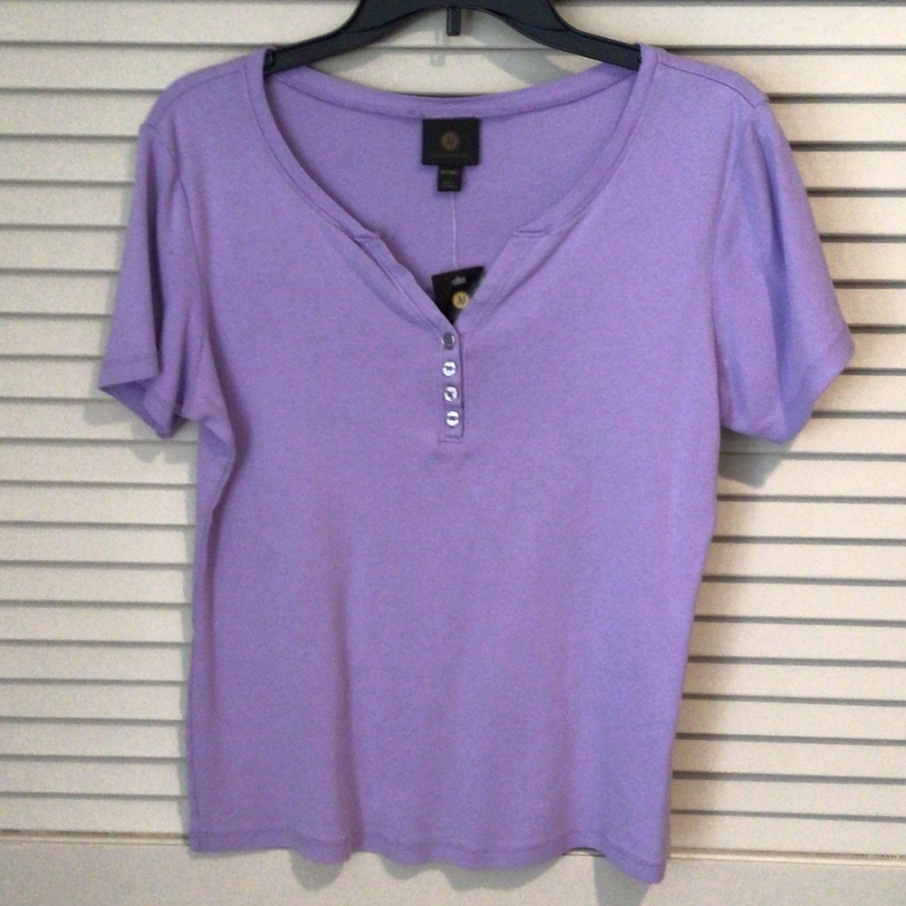JM Collection Lilac Short Sleeve Top